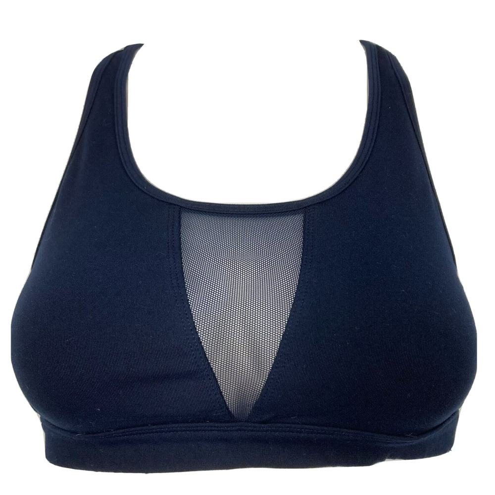 Gap Fit Bra Womens S XS Navy Blue Sports Stretch Mesh‎ Inserts Keyhole Crossback